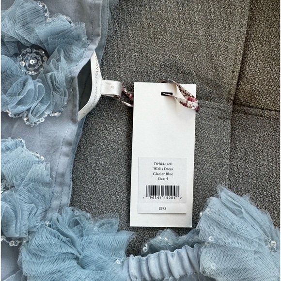 NWT LOVESHACKFANCY Wells appliquéd organza mini dress in blue size 4 - Picture 12 of 12